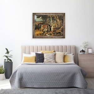 Tablou inramat - Adriaen Pietersz van de Venne - Alegorie a armistitiului din 1609 intre tarile de Jos si Spania, 70 x 90 cm - Img 3