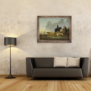 Tablou inramat - Aelbert Cuyp - tarani si vite langa raul Merwede, 60 x 80 cm - Img 2