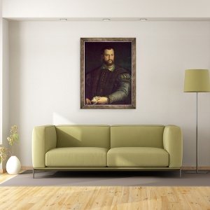 Tablou inramat - Agnolo di Cosimo Bronzino - Portretul lui Cosimo I de Medici 1519-74 1559, 60 x 80 cm - Img 2