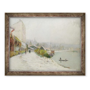 Tablou inramat - Albert-Charles Lebourg - Le Seine au Bas-Meudon, Temps de neige, 70 x 90 cm