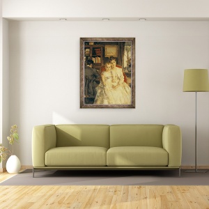 Tablou inramat - Alfred Emile Stevens - Toata fericirea Scena de familie c.1880, 60 x 80 cm - Img 2