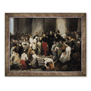 Tablou inramat - Alfred Johannot - Ducele de Orleans viziteaza bolnavii la lHotel-Dieu in timpul epidemiei de holera din 1832, 60 x 80 cm