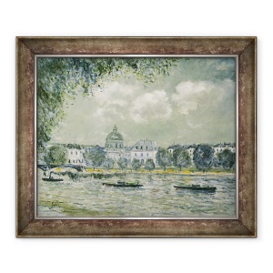 Tablou inramat - Alfred Sisley - Peisaj de-a lungul Senei cu Institutul de France si Pont des Arts, 50 x 60 cm