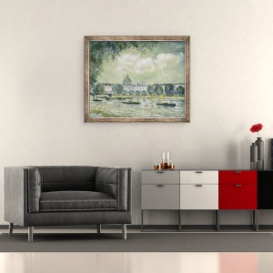 Tablou inramat - Alfred Sisley - Peisaj de-a lungul Senei cu Institutul de France si Pont des Arts, 50 x 60 cm - Img 2