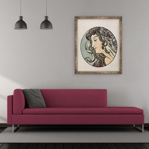 Tablou inramat - Alphonse Marie Mucha - Capul unei femei, 50 x 60 cm - Img 2