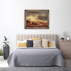 Tablou inramat - Andreas Achenbach - Curatarea - Coasta Siciliei, 70 x 90 cm - Img 3
