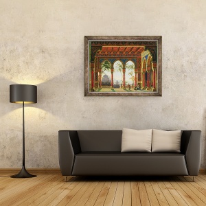 Tablou inramat - Andreas Leonhard Roller - Scena pentru opera Ruslan si Lyudmila de M. Glinka, 70 x 90 cm - Img 2