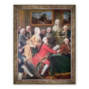 Tablou inramat - Anicet-Charles Lemonnier - O serata la casa doamnei Geoffrin detaliu al lui Lekain si domnisoarei Clairon, 60 x 80 cm
