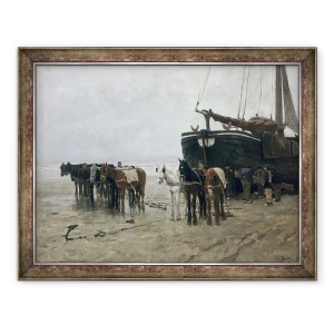 Tablou inramat - Anton Mauve - Barca pe plaja de la Scheveningen, 60 x 80 cm