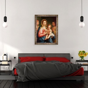 Tablou inramat - Anton Raphael Mengs - Madonna si copilul cu doi ingeri, 70 x 90 cm - Img 3
