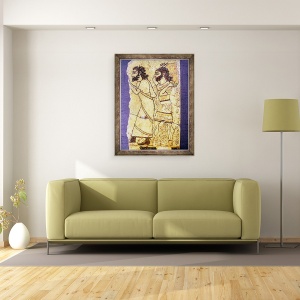 Tablou inramat - Assyrian - Fragmentul unei placi care prezinta doi barbati care merg pe jos, 60 x 80 cm - Img 2