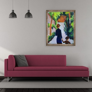 Tablou inramat - August Macke - Mama si Copilul in parc, 50 x 60 cm - Img 2