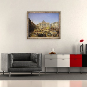 Tablou inramat - Auguste Jacques Regnier - Kermesse la Saint-Omer in 1846, 50 x 60 cm - Img 2