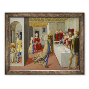 Tablou inramat - Benozzo di Lese di Sandro Gozzoli - Sarbatoarea lui Irod si decapitarea Sfantului Ioan Botezatorul, 70 x 90 cm