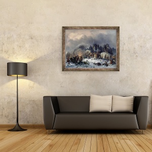 Tablou inramat - Bogdan Willewalde - Scena din razboiul ruso-francez din 1812, 70 x 90 cm - Img 2