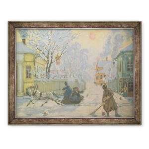 Tablou inramat - Boris Mikhailovich Kustodiev - Dimineata inghetata, 60 x 80 cm