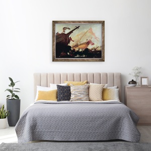 Tablou inramat - Buonamico Agostino Tassi - Galleonii distrusi pe un tarm stancos, 70 x 90 cm - Img 3