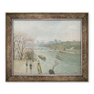 Tablou inramat - Camille Pissarro - Luvru, Dupa-amiaza, Vremea ploioasa, 50 x 60 cm