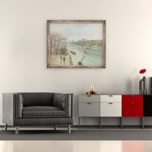 Tablou inramat - Camille Pissarro - Luvru, Dupa-amiaza, Vremea ploioasa, 50 x 60 cm - Img 2