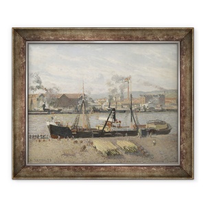 Tablou inramat - Camille Pissarro - Portul Rouen, Lemn de descarcare, 50 x 60 cm