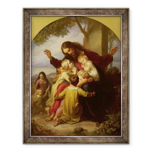 Tablou inramat - Carl Christian Vogel von Vogelstein - Lasati copilasii sa vina la mine, 70 x 90 cm