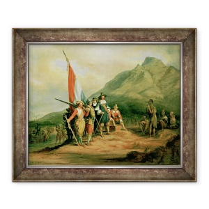 Tablou inramat - Charles Bell - Aterizarea lui Jan van Riebeeck 1619-77 6 aprilie 1652, 70 x 85 cm