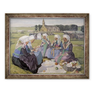 Tablou inramat - Charles Cottet - Femeile din Plougastel la gratierea Notre-Dame de la Palud, 70 x 90 cm