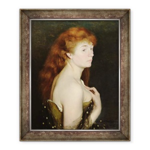 Tablou inramat - Charles Maurin - Portret De O Tanara Femeie Rosu, 50 x 60 cm