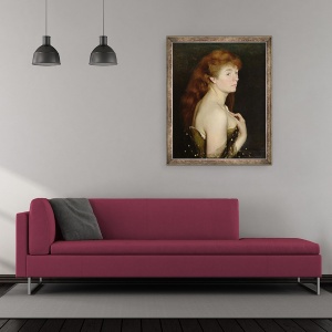 Tablou inramat - Charles Maurin - Portret De O Tanara Femeie Rosu, 50 x 60 cm - Img 2