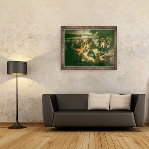Tablou inramat - Charles Meynier - intoarcerea lui Napoleon 1769-1821 pe Insula Lobau dupa batalia de la Essling, 23 mai 1809, 60 x 80 cm - Img 2