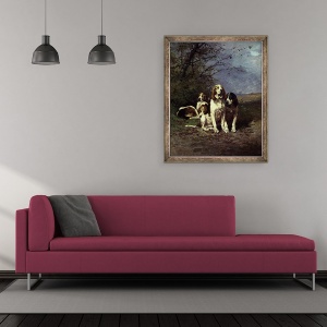 Tablou inramat - Charles Oliver de Penne - Caini de odihna, 50 x 60 cm - Img 2