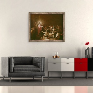 Tablou inramat - Christian Wilhelm Ernst Dietrich - Isus ii binecuvanteaza pe bolnavi, 70 x 85 cm - Img 2