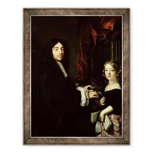 Tablou inramat - Claude Lefebvre - Portretul lui Charles Couperin 1638-79 si Fiica Artistului, 60 x 80 cm