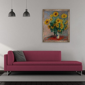 Tablou inramat - Claude Monet - Buchet de Floarea-soarelui, 50 x 60 cm - Img 2