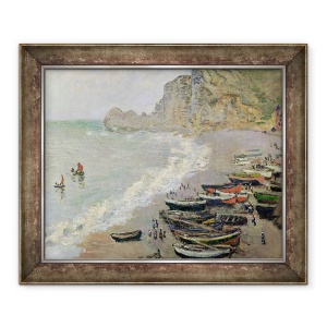 Tablou inramat - Claude Monet - Etretat, plaja si Porte dAmont, 70 x 85 cm
