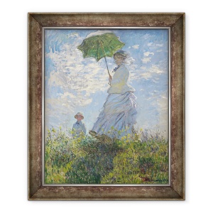 Tablou inramat - Claude Monet - Femeie cu o umbrela de soare - Madame Monet si Fiul ei, 70 x 85 cm
