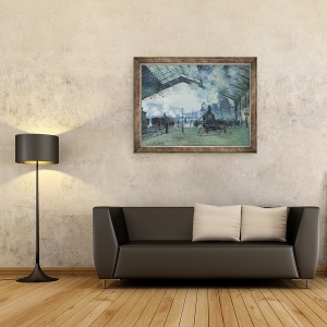 Tablou inramat - Claude Monet - Sosirea trenului Normandia, Gare Saint-Lazare, 60 x 80 cm - Img 2