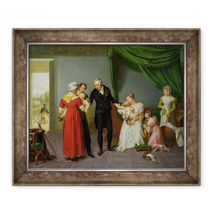 Tablou inramat - Constant Joseph Desbordes - Baronul Jean Louis Alibert 1768-1837 care efectueaza vaccinarea impotriva variolei in Castelul din Liancourt, 50 x 60 cm