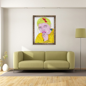 Tablou inramat - Daisy de Villeneuve - Buze roz Fata Blonda, 60 x 80 cm - Img 2