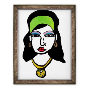 Tablou inramat - Daisy de Villeneuve - Fata cu banda verde, 60 x 80 cm