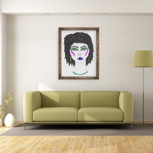 Tablou inramat - Daisy de Villeneuve - Fata cu ochi albastri, 70 x 90 cm - Img 2