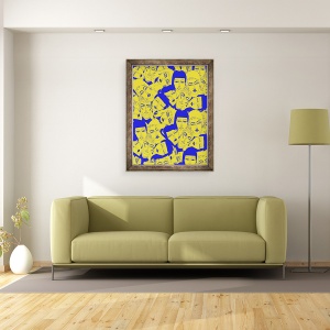 Tablou inramat - Daisy de Villeneuve - Fete galbene si albastre, 70 x 90 cm - Img 2