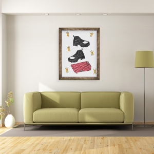 Tablou inramat - Daisy de Villeneuve - Redbag & cizme, 70 x 90 cm - Img 2