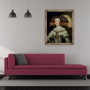 Tablou inramat - Diego Rodriguez de Silva y Velazquez - Portretul Reginei Maria Anna 1635-96 A Spaniei, 50 x 60 cm - Img 2