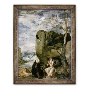 Tablou inramat - Diego Rodriguez de Silva y Velazquez - Sfantul Anton Abatele si Sfantul Pavel Pustnic, 60 x 80 cm