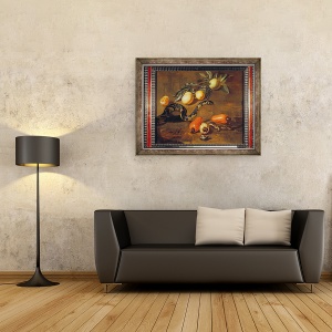 Tablou inramat - Dirk Valkenburg - Natura moarta a fructelor din Surinam si Reptile, 70 x 90 cm - Img 3