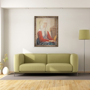 Tablou inramat - Domenico Ghirlandaio - Detaliu al unei femei din Moartea Sf. Fina, 70 x 90 cm - Img 2