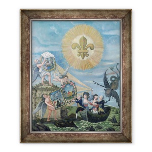 Tablou inramat - Dubois - Speranta fericirii dedicata natiunii cu Ludovic al XVI-lea 1754-93 condus de bunatate si Jacques Necker 1732-1804 condus de adevar, 50 x 60 cm