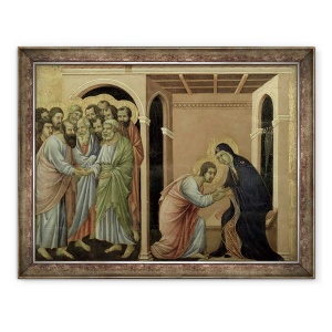 Tablou inramat - Duccio di Buoninsegna - Maesta, Fecioara isi ia ramas bun de la Sfantul Ioan, 70 x 90 cm