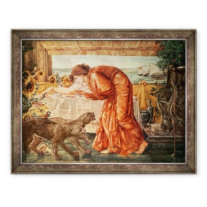 Tablou inramat - Edward Coley Burne-Jones - Circe turnand otrava intr-o vaza si asteptand sosirea lui Ulise, 70 x 90 cm